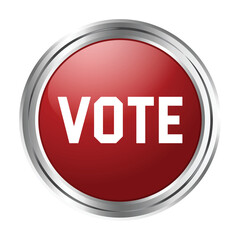 Vote Button Icon, Glossy 3D Realistic Vote Now Button, Voting Badge, Badge, Label, Voting Yes, Push Button, Isolated On White Background