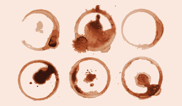 set of realistic coffee stain