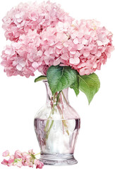 hydrangea flowers in vase watercolor isolated © lemonmoon