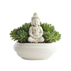 front view of a succulent house plant with a beautiful pot isolated on a transparent background
