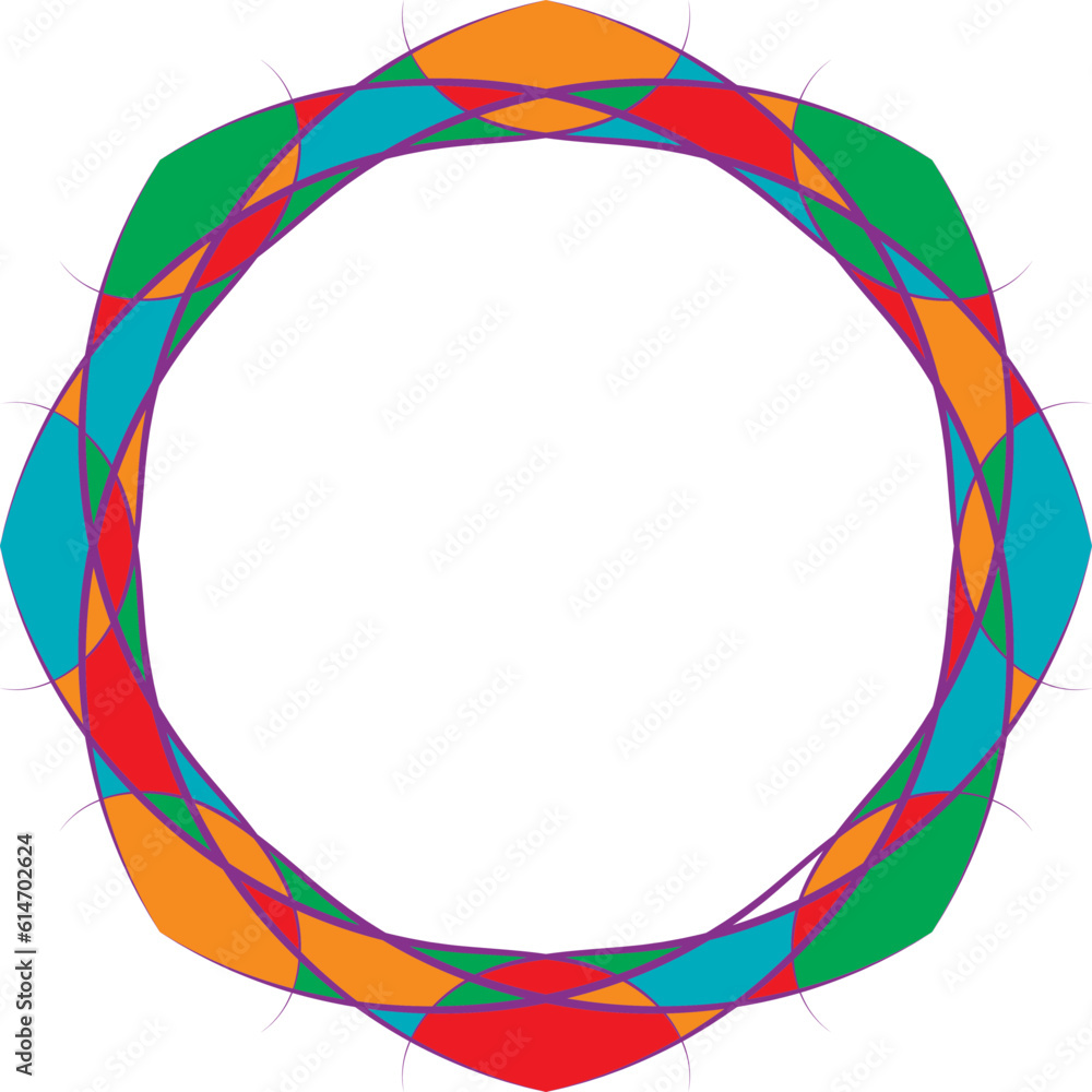 Poster abstract colored twisted round frames set bright festival design elements