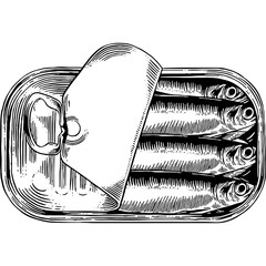 Hand drawn Can of Sardines Sketch Illustration