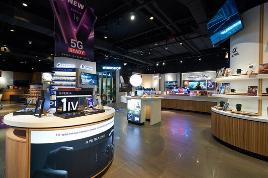 KUALA LUMPUR, MALAYSIA - MAY 27, 2023: interior shot of Sony Store in LaLaport Bukit Bintang City Centre.