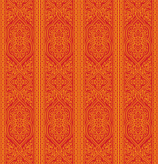 Thai pattern seamless, red and gold thai background, thai pattern temple