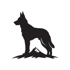Black and white dog with vector illustration