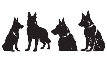 Black and white dog with vector illustration