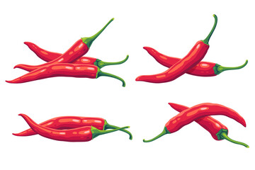 chili peppers on a white background.Vector illustration cartoon