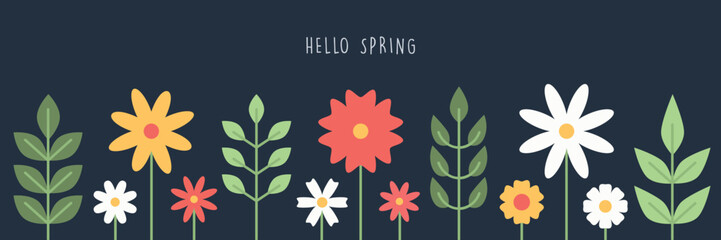 set of different flowers spring season collection vector illustration EPS10