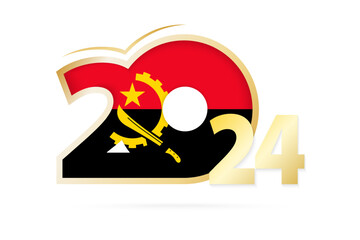 Year 2024 with Angola Flag pattern.