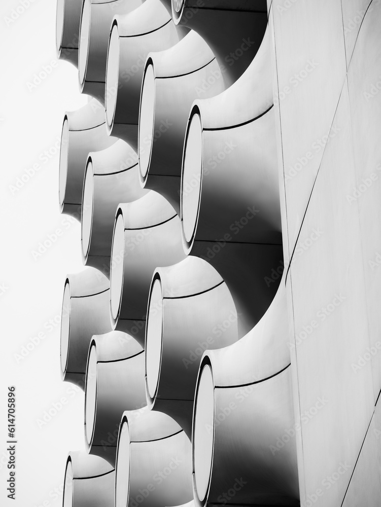 Poster Architecture details Building facade design Curve concrete Circle window pattern 