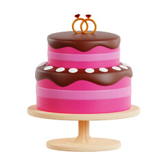 3d Wedding Cake. icon isolated on white background. 3d rendering illustration