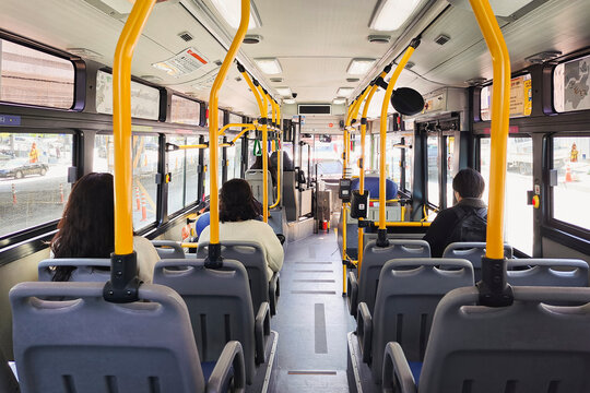 Bus interior with people Public transportation City travel