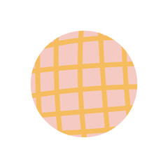 Round element in pink and yellow color in a cage isolated on a white background. Highlight circle for stories, a round decorative element in trendy bright retro colors.