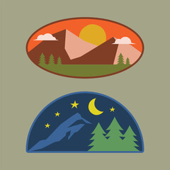 Outdoor Hill And Mountain Badges Logo