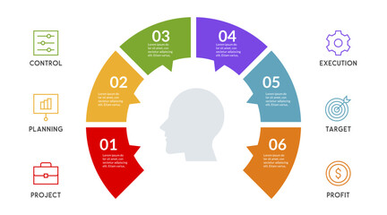 Business concept 6 options or steps