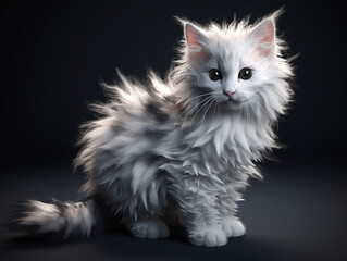 Fototapeta na wymiar fluffy white furry cat, with a neutral background, Generative AI