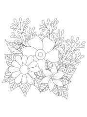 Flower Outline Illustration for Covering Book. Coloring book for kids and adults. animal Aloha Hawaii vector floral artwork. Coloring bo    
 
