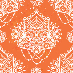 Fox mandala ornament. Vector illustration. Flower Ethnic drawing. Fox animal in Zen boho style. Boho, hippie pattern