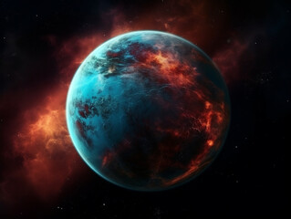 Fototapeta premium view from space of a planet resembling planet Earth, Generative AI