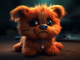 3D render in cartoon style of a cute and furry puppy, Generative AI