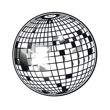 Illustration disco ball isolated on a white background.Disco ball. Glamorous ball for night club dance party. vector.