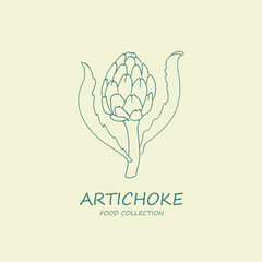 Artichoke, line art logo, package design, artichokes illustrations, food doodle, hand drawn  green vegetables