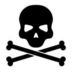 Skull and crossbones silhouette. Danger sign. Vector illustration isolated on white.