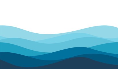 Blue sea wave background. Ocean abstract waves lines wallpaper. Vector illustration.