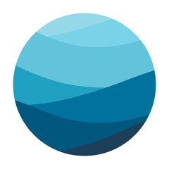 Blue sea wave circle shape. Ocean abstract waves lines round badge. Vector illustration.