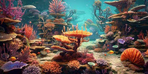 Obraz na płótnie Canvas Coral reef colony. Beautiful Underwater background. background.