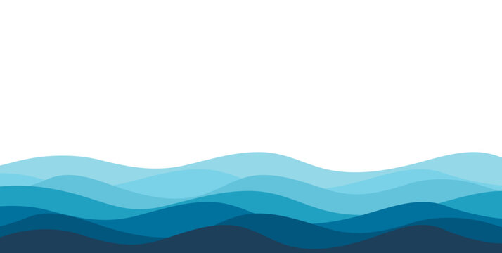 Blue sea wave background. Ocean abstract waves lines wallpaper. Vector illustration.