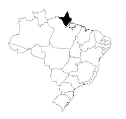 Vector map of the state of Amapá highlighted highlighted in black on the map of Brazil.