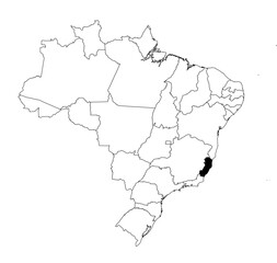 Obraz premium Vector map of the state of Espírito Santo highlighted highlighted in black on the map of Brazil.