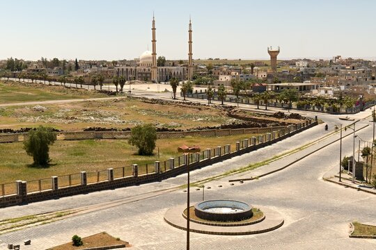 View of Bosra city from the amphitheater. Syria.