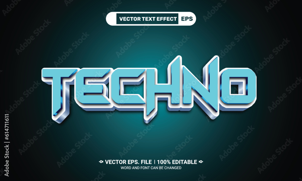 Aufkleber 3d editable techno vector text effect