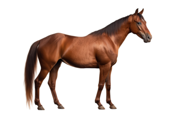 Close up horse isolated on transparent background generative AI.