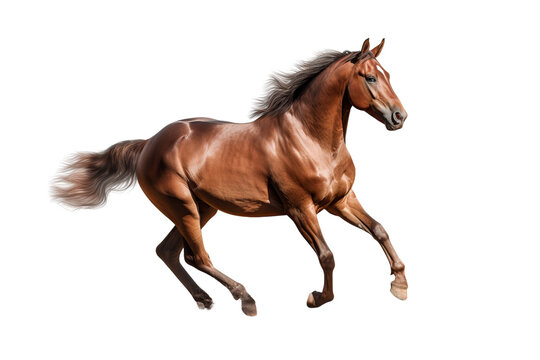 Close up horse isolated on transparent background generative AI.
