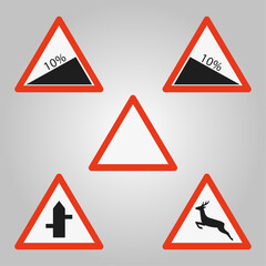 set of warning signs