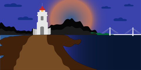 lighthouse, sea, siluet, nature, architecture