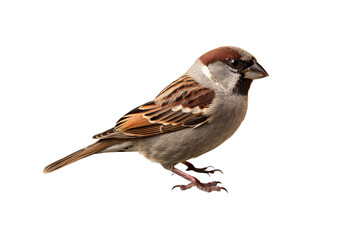 close up sparrow isolated on transparent background generative Ai.