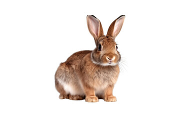 Isolate brown rabbit seen from the side isolated on a transparent background generative AI.