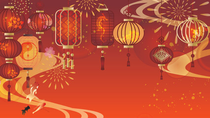 中華風の提灯飾り背景