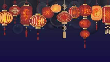 中華風の提灯飾り背景