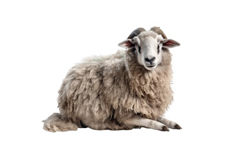 Fototapeta premium close up sheep on white background generative Ai.