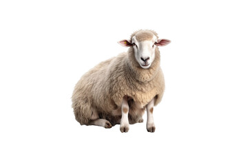 Fototapeta premium close up sheep on white background generative Ai.