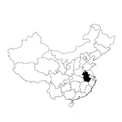 Vector map of the province of Anhui highlighted highlighted in black on the map of China.