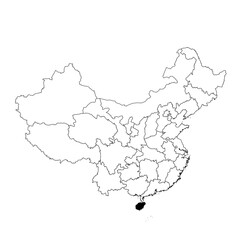 Vector map of the province of Hainan highlighted highlighted in black on the map of China.