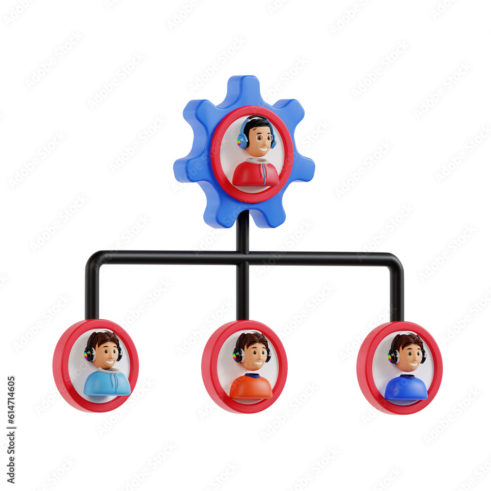 Poster 3d game team management. icon isolated on white background. 3d rendering illustration