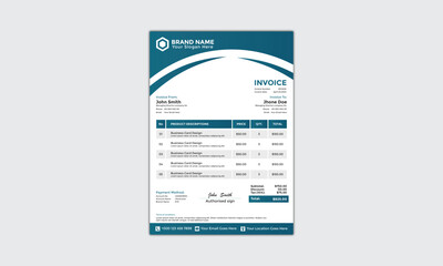 Modern Corporate and Creative Invoice Design Template Vertical Name Invoice Simple and Clean Blue Dark and Black Business Invoice Vector Illustration Colorful Gradient Invoice Design Tend New Design