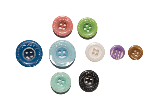 
Many buttons of different sizes isolated on white background
